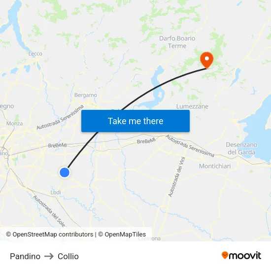 Pandino to Collio map