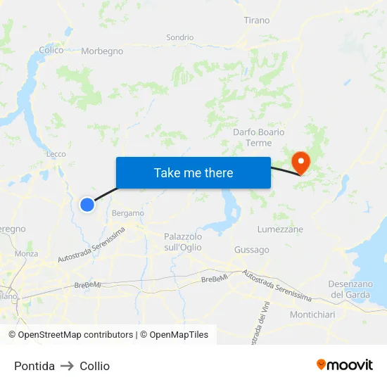 Pontida to Collio map