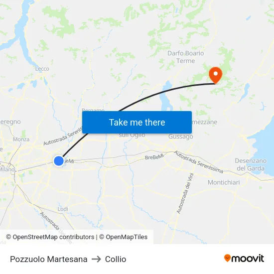 Pozzuolo Martesana to Collio map