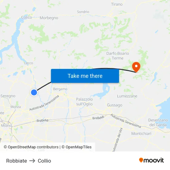 Robbiate to Collio map