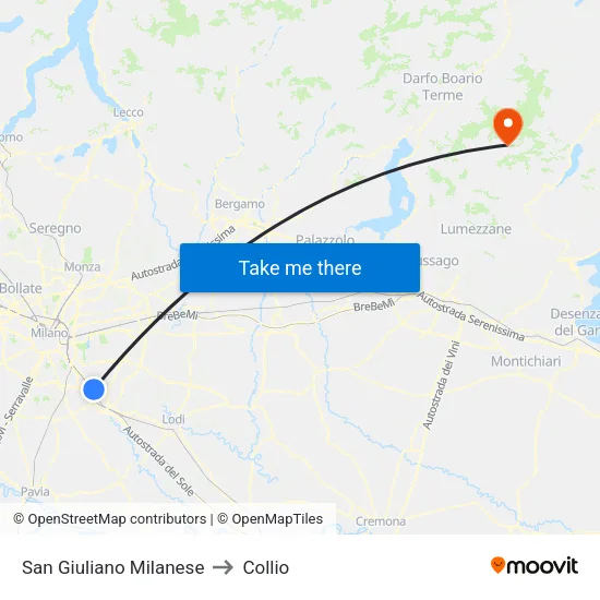 San Giuliano Milanese to Collio map