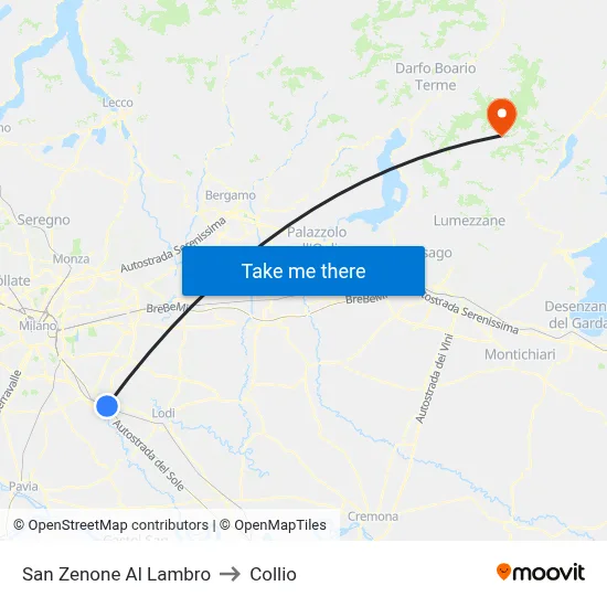 San Zenone Al Lambro to Collio map