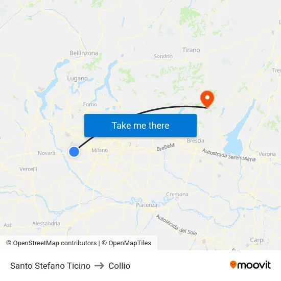 Santo Stefano Ticino to Collio map