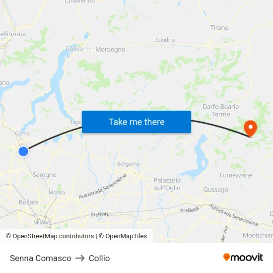 Senna Comasco to Collio map