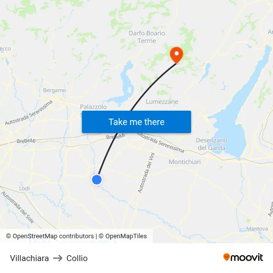 Villachiara to Collio map
