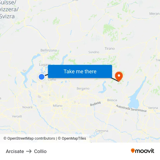 Arcisate to Collio map