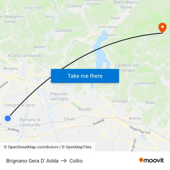 Brignano Gera D' Adda to Collio map