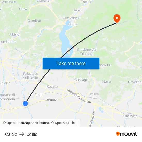 Calcio to Collio map