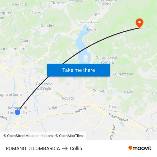 ROMANO DI LOMBARDIA to Collio map