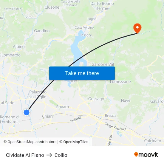 Cividate Al Piano to Collio map