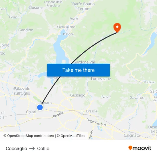Coccaglio to Collio map