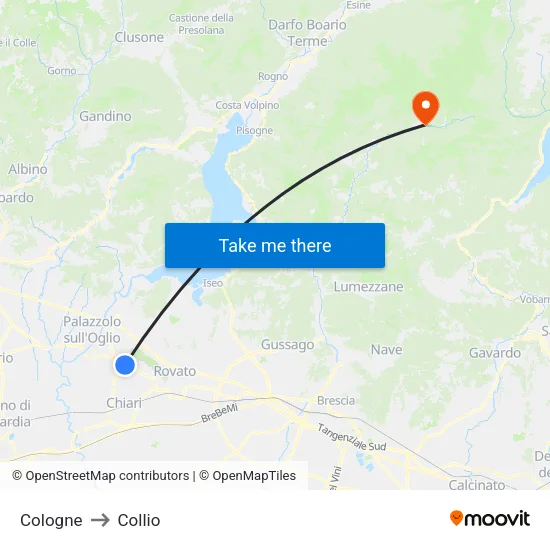 Cologne to Collio map