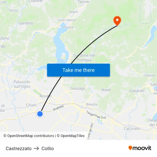 Castrezzato to Collio map