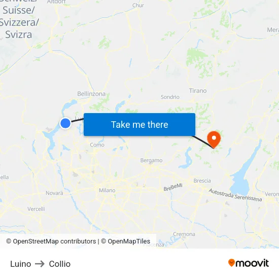 Luino to Collio map