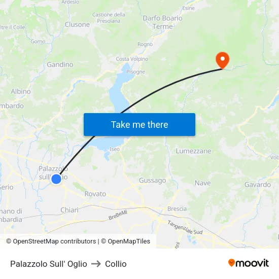 Palazzolo Sull' Oglio to Collio map