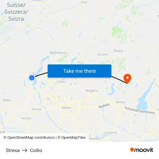 Stresa to Collio map