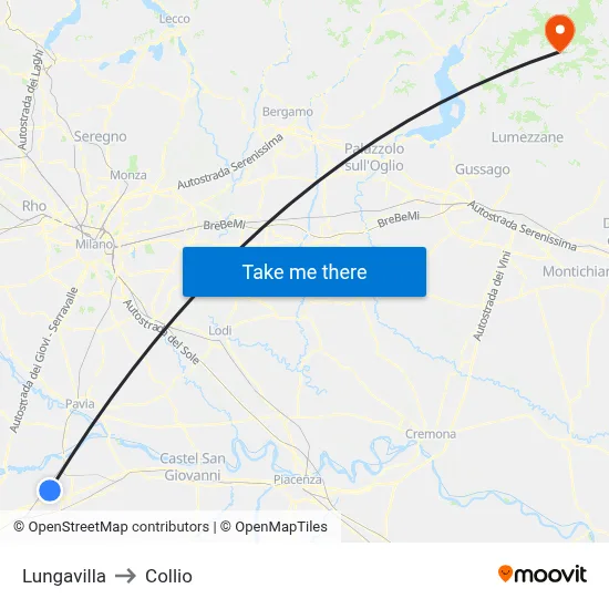 Lungavilla to Collio map