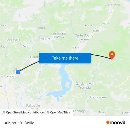 Albino to Collio map