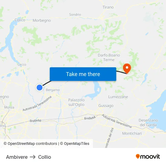 Ambivere to Collio map