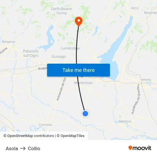 Asola to Collio map