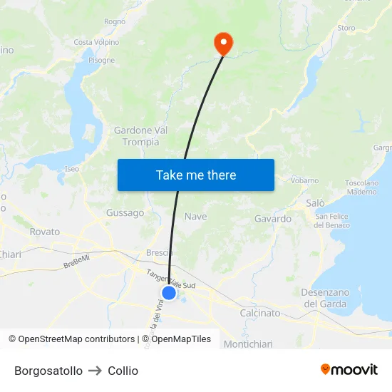 Borgosatollo to Collio map