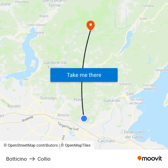 Botticino to Collio map