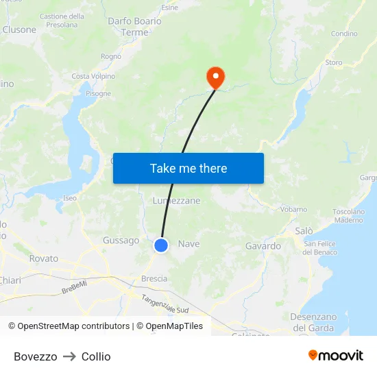 Bovezzo to Collio map