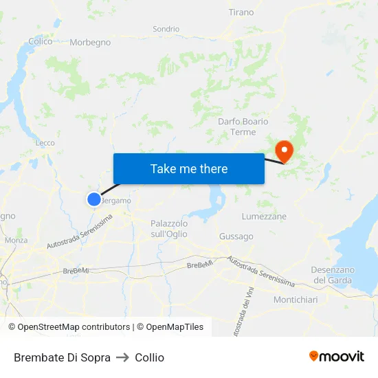 Brembate Di Sopra to Collio map