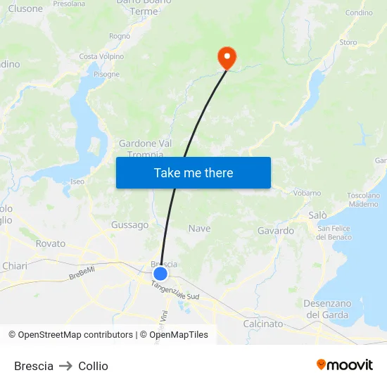Brescia to Collio map