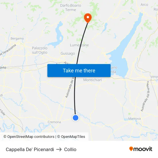 Cappella De' Picenardi to Collio map