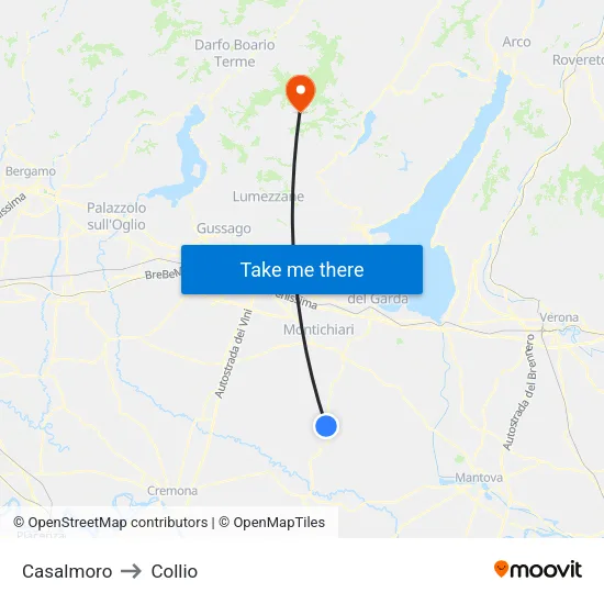 Casalmoro to Collio map