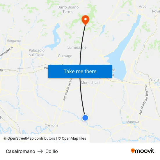 Casalromano to Collio map