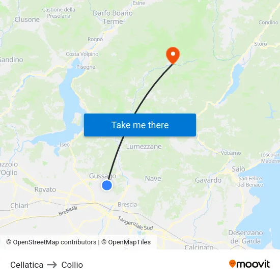 Cellatica to Collio map