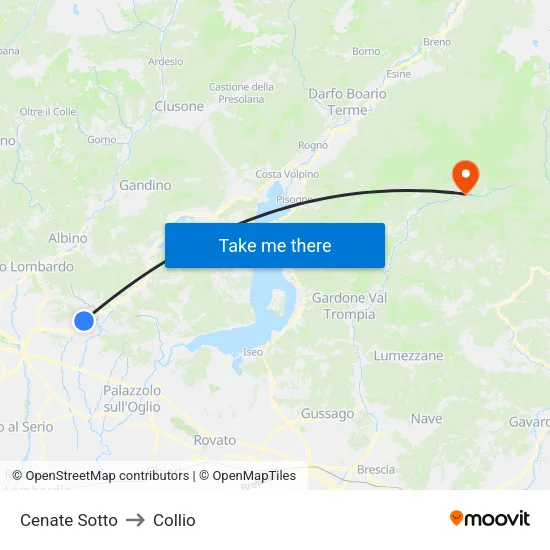 Cenate Sotto to Collio map