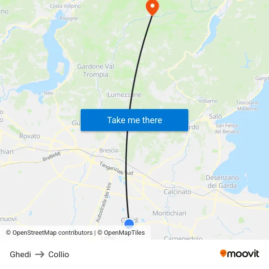 Ghedi to Collio map