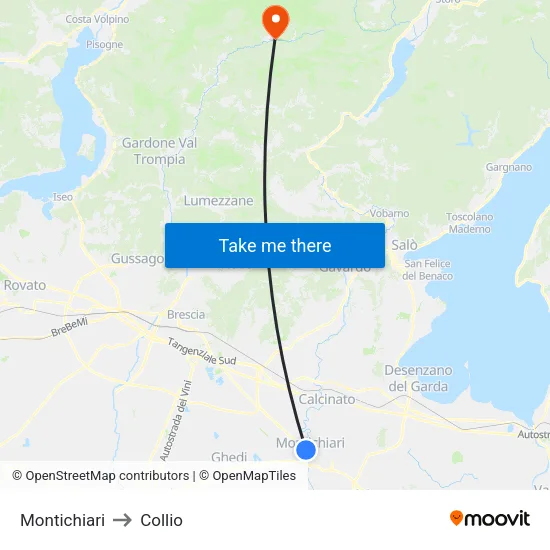 Montichiari to Collio map