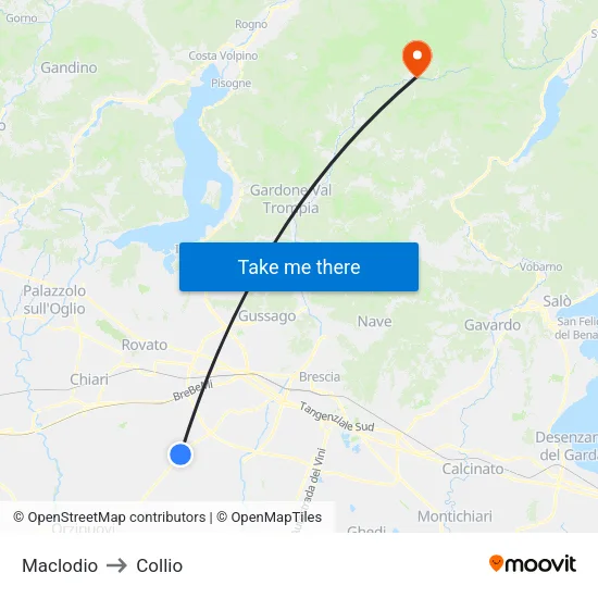 Maclodio to Collio map