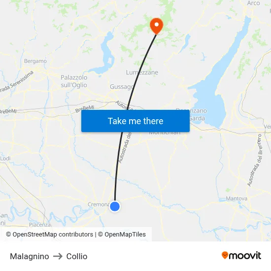 Malagnino to Collio map