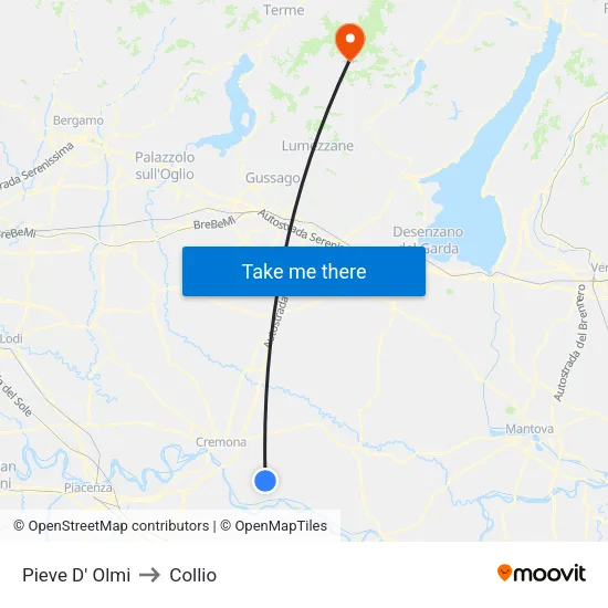 Pieve D' Olmi to Collio map