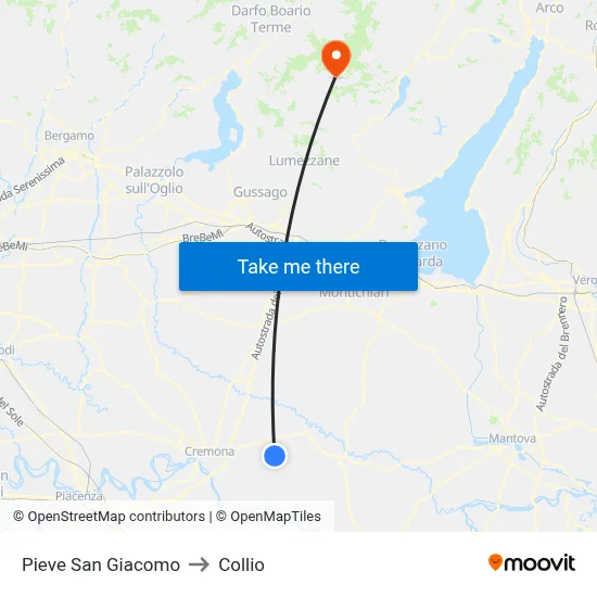 Pieve San Giacomo to Collio map
