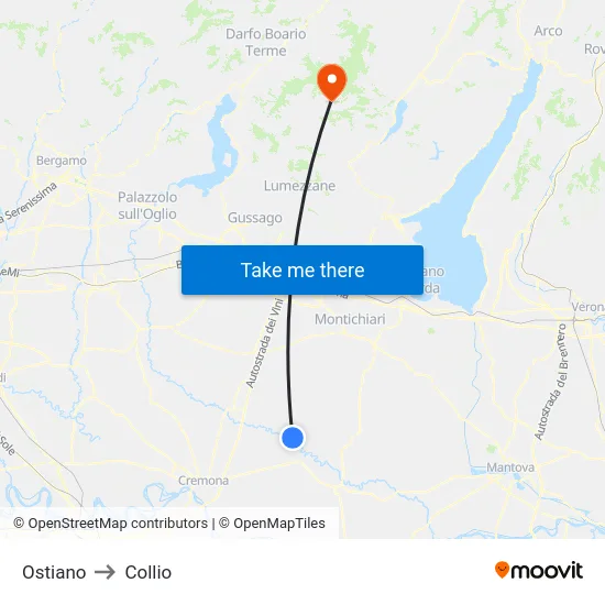 Ostiano to Collio map