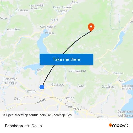 Passirano to Collio map