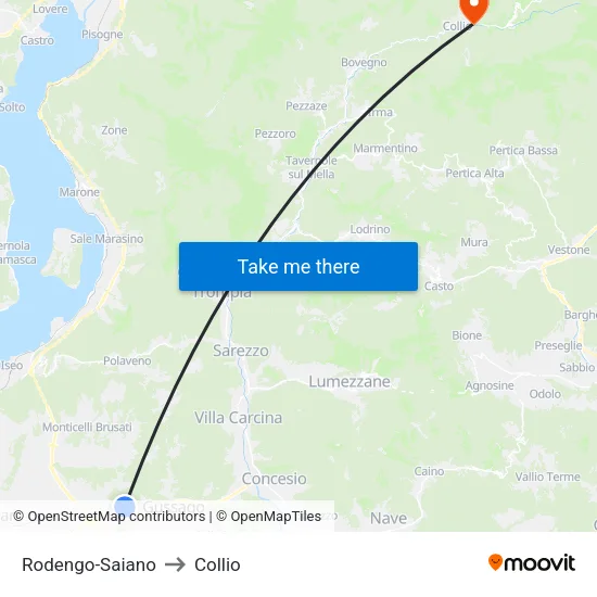 Rodengo-Saiano to Collio map