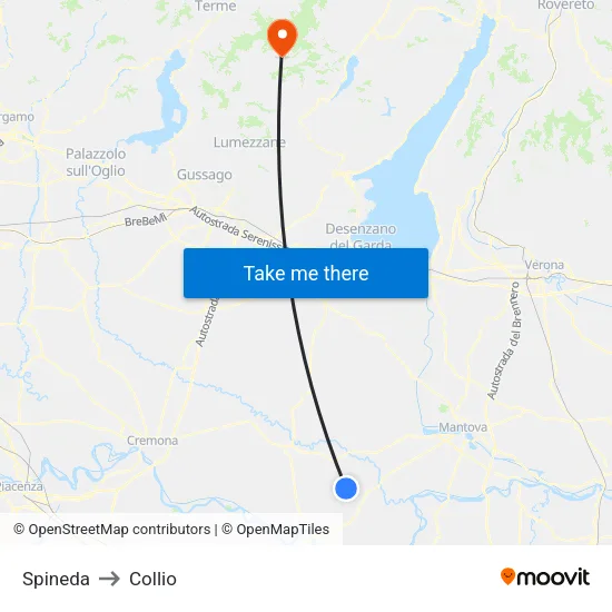 Spineda to Collio map