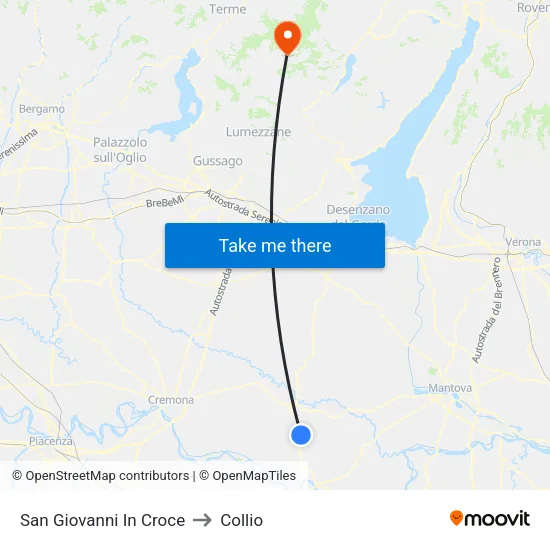 San Giovanni In Croce to Collio map