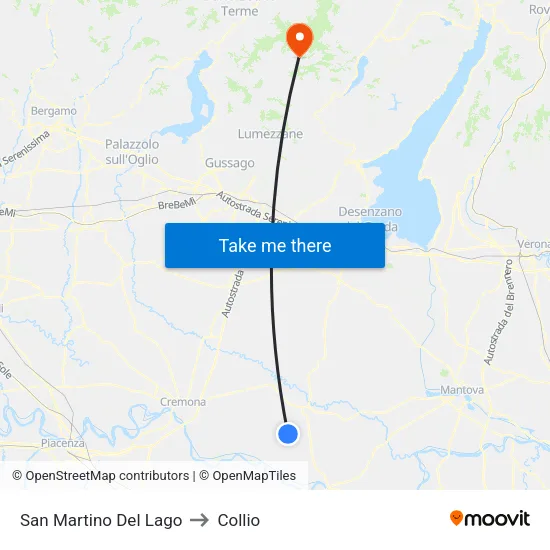 San Martino Del Lago to Collio map