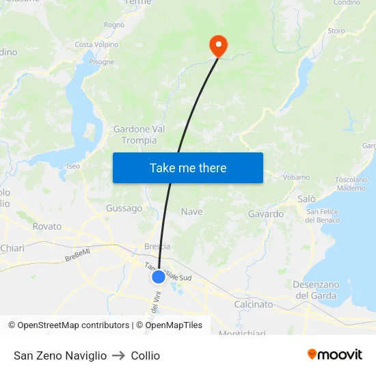 San Zeno Naviglio to Collio map