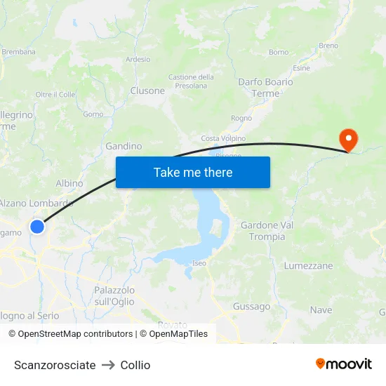 Scanzorosciate to Collio map