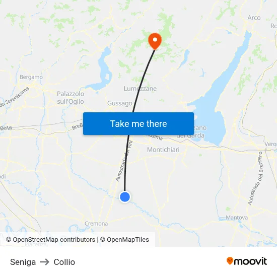 Seniga to Collio map