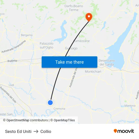 Sesto Ed Uniti to Collio map